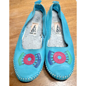 Reebok City Editions Leather Moccasin Shoes Womens Size 8 Vintage Rare Turquoise